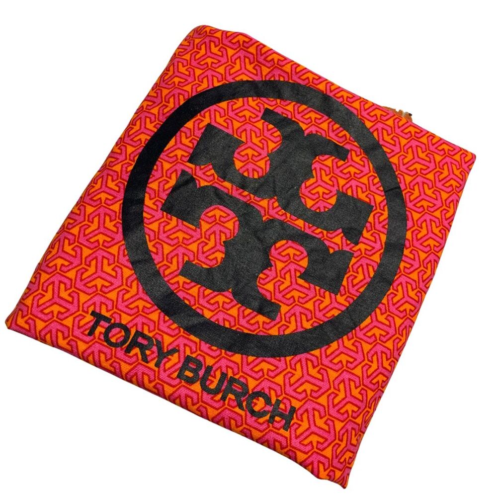 Tory Burch Handbag Drawstring Dust Bag Orange and Pink with Black Logo Large - Picture 2 of 5
